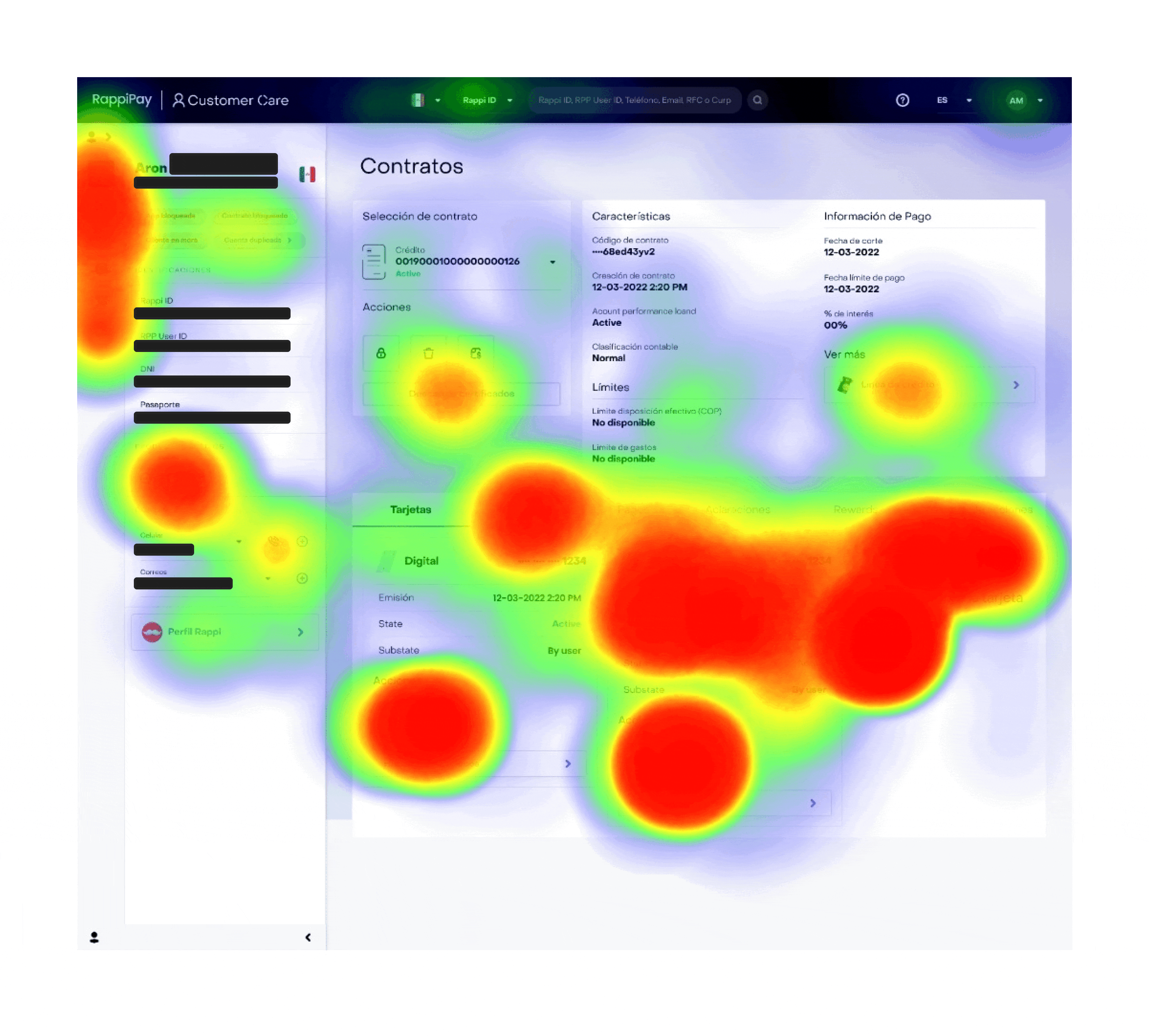 Maze card sorts and first-click heatmaps, customer data anonymized